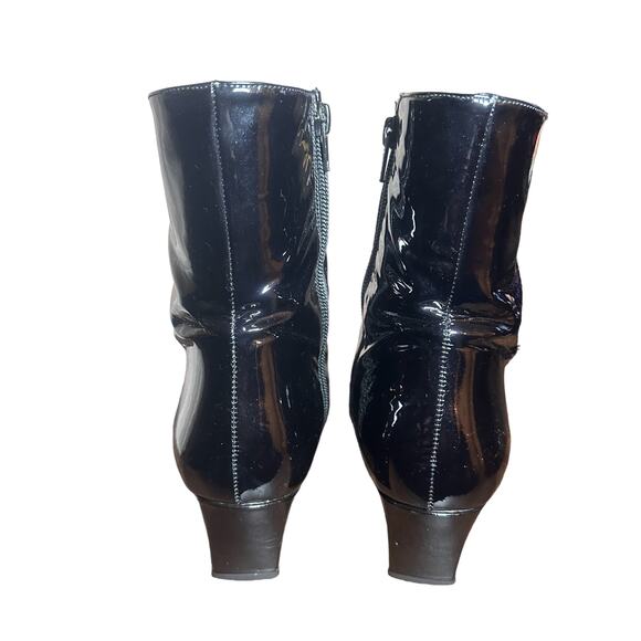 Stuart Weitzman Black Patent Wedge Heel Boots - Size 8.5 - Picture 8 of 13